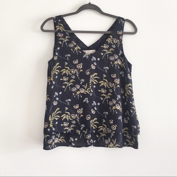 LOFT Tops - NWT LOFT Navy & Marigold Floral Sleeveless Blouse